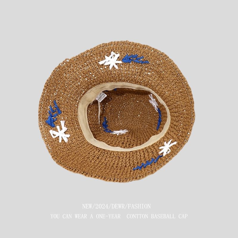 Hat Floral Woven Sun Accent