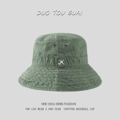 Embroidered Bucket Plane Hat