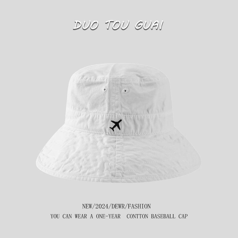 Embroidered Bucket Plane Hat