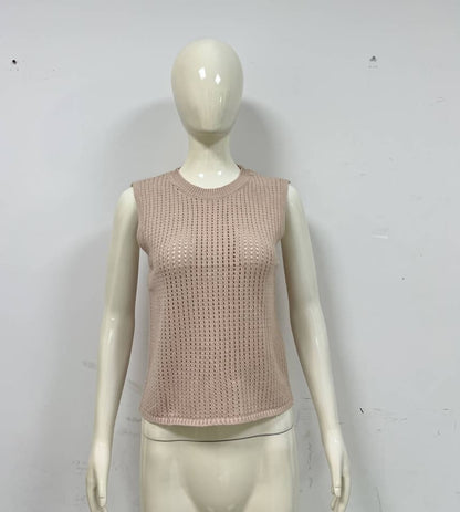 Sleeveless Round Neck Plain Knit Top