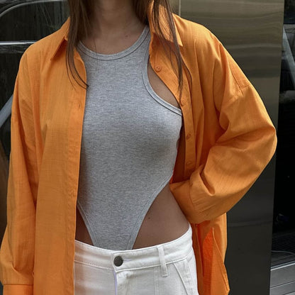 Sleeveless Crew Neck Plain Bodysuit Top