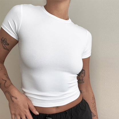 T-Shirt Round Neck Plain Short-Sleeve