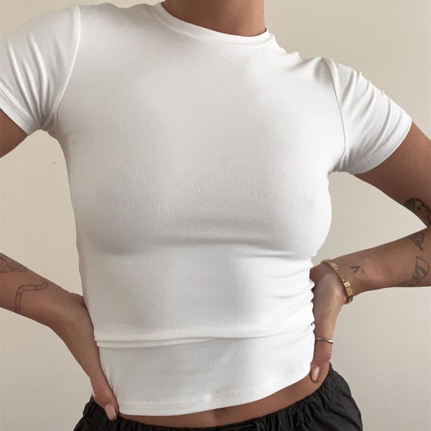 T-Shirt Round Neck Plain Short-Sleeve