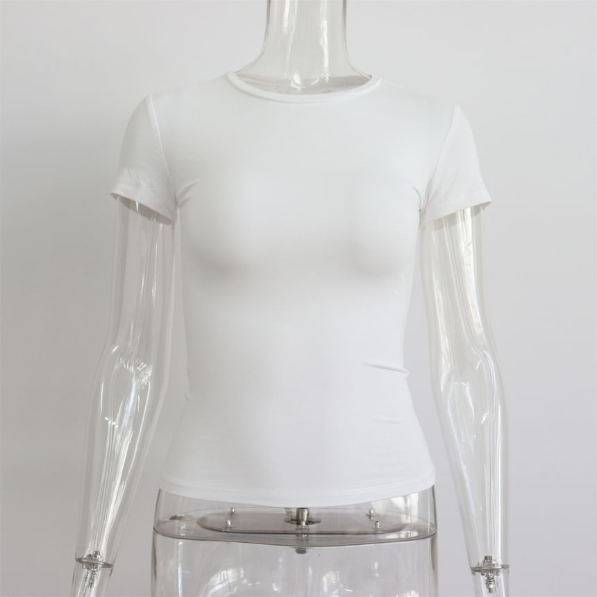 T-Shirt Round Neck Plain Short-Sleeve