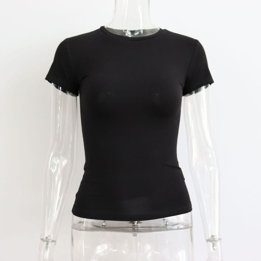 T-Shirt Round Neck Plain Short-Sleeve