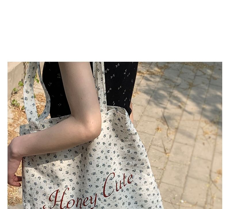 Floral Lettering Shopper Bag