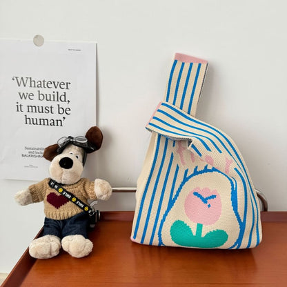 Flower Knit Tote Bag