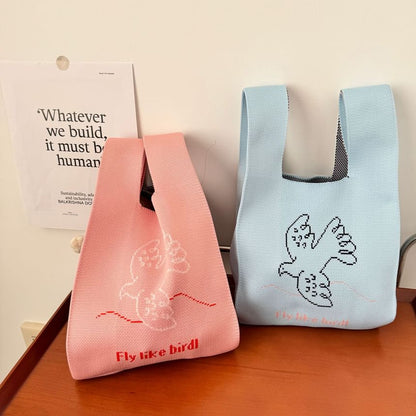 Sac fourre-tout en tricot avec lettrage