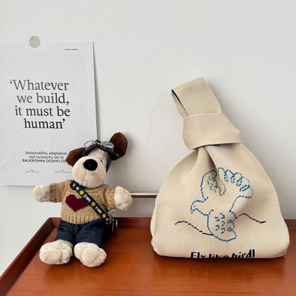 Sac fourre-tout en tricot avec lettrage