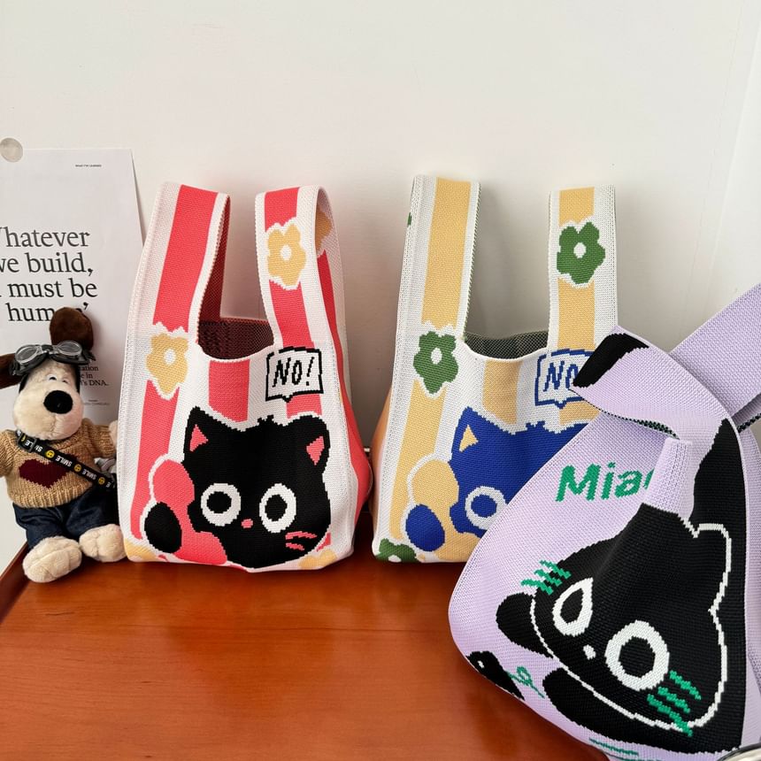 Cat Knit Tote Bag
