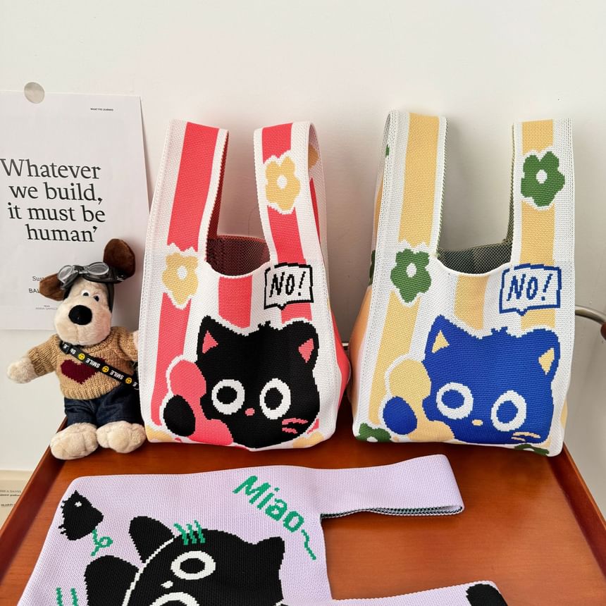 Cat Knit Tote Bag