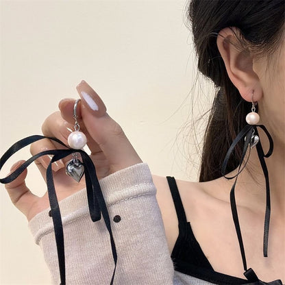 Ribbon / Faux Pearl Drop Earring (Various Designs)