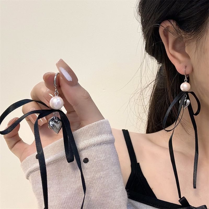 Ribbon / Faux Pearl Drop Earring (Various Designs)