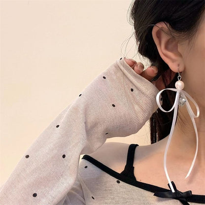 Ribbon / Faux Pearl Drop Earring (Various Designs)