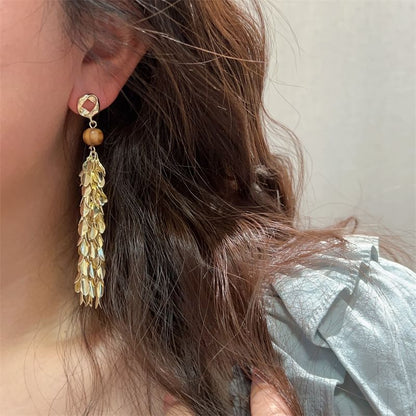 Wheat Alloy Chandelier Earring