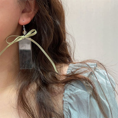 Bamboo Ribbon Acrylic Drop Earring