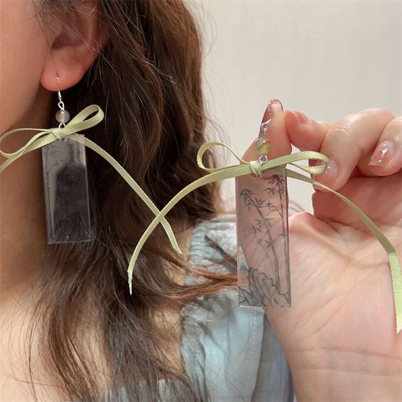 Bamboo Ribbon Acrylic Drop Earring
