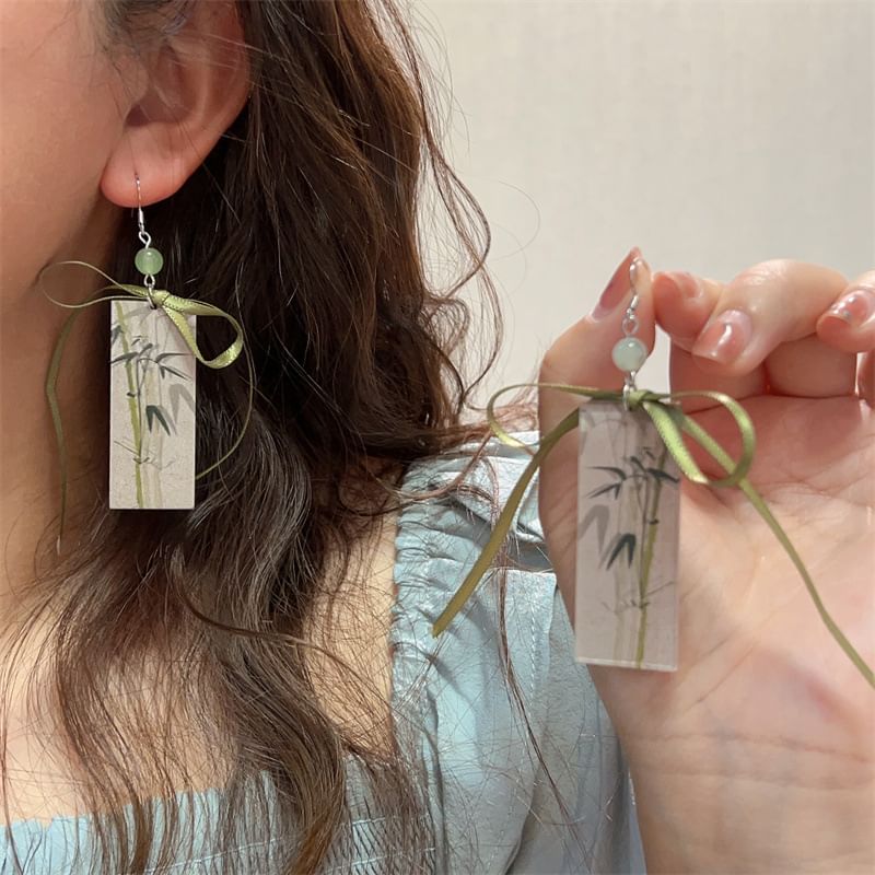 Bamboo Ribbon Acrylic Drop Earring