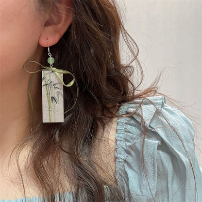 Bamboo Ribbon Acrylic Drop Earring