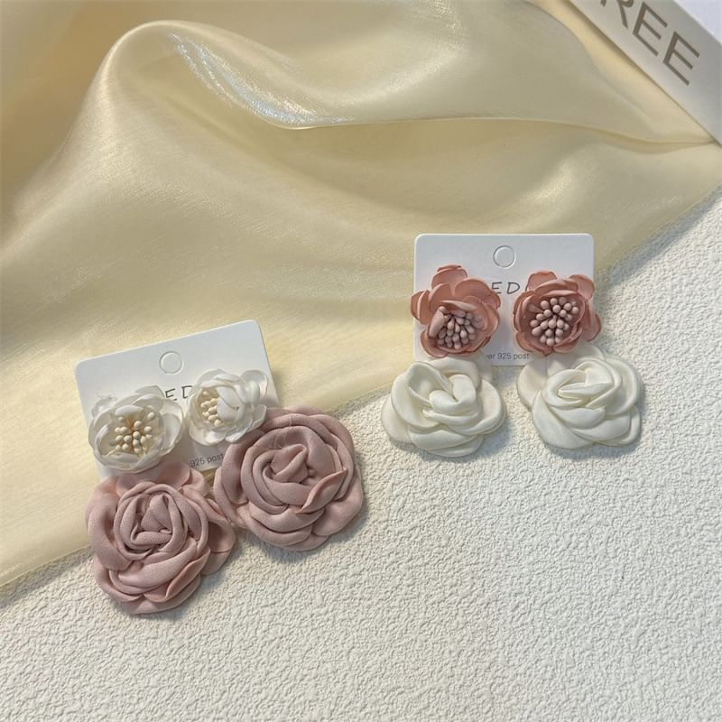 Floral Fabric Drop Earring