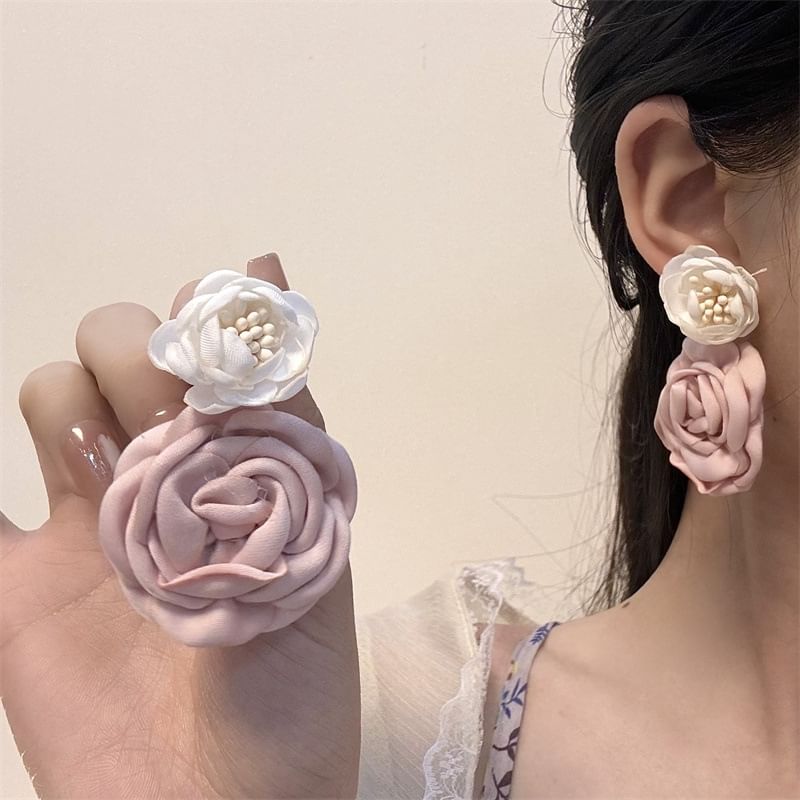Floral Fabric Drop Earring