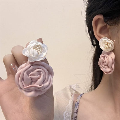 Floral Fabric Drop Earring