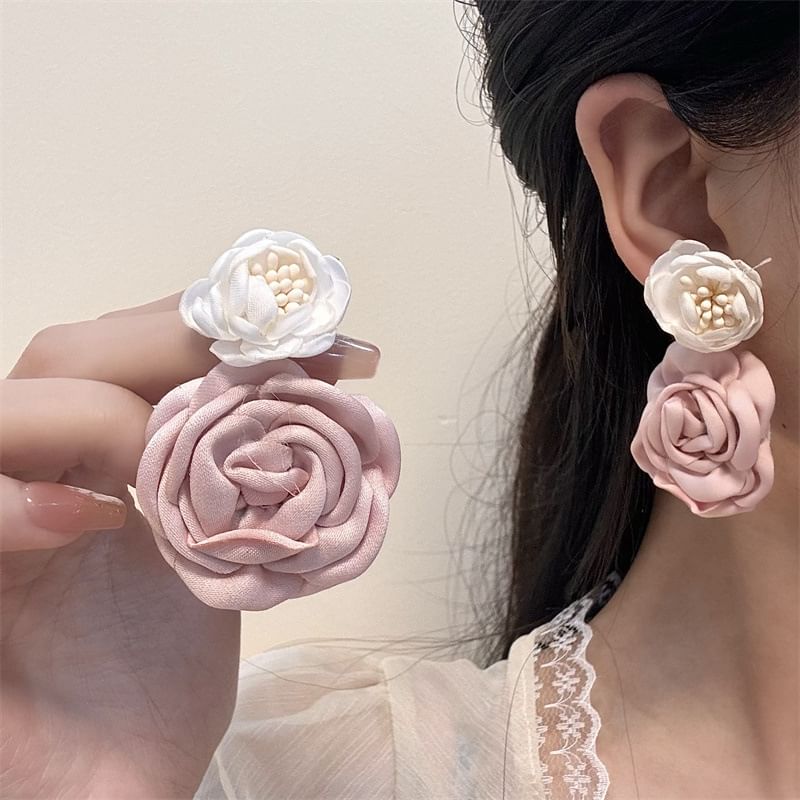 Floral Fabric Drop Earring
