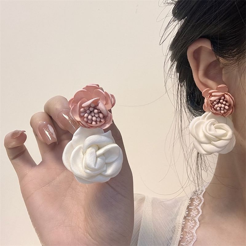 Floral Fabric Drop Earring