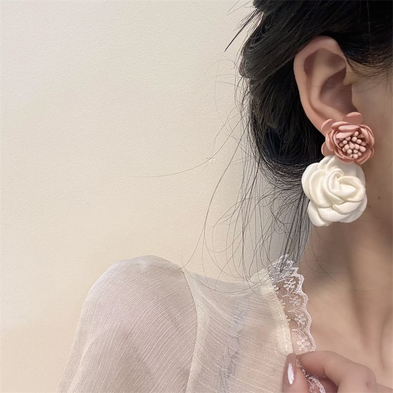 Floral Fabric Drop Earring