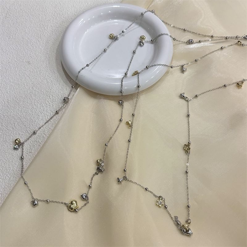 Heart / Floral Pendant Alloy Choker