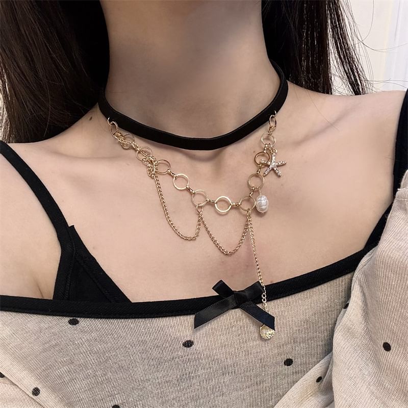 Shell Starfish Faux Pearl Layered Thigh Chain