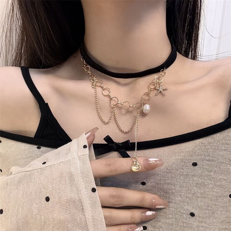 Shell Starfish Faux Pearl Layered Thigh Chain