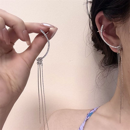 Rhinestone Fringed Ear Cuff