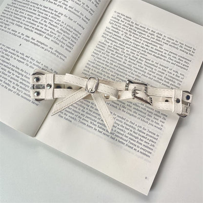 Bow Layered Faux Leather Choker