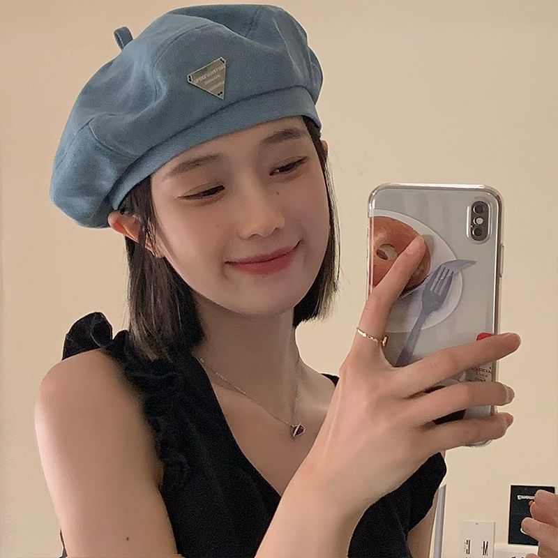 Beret Panel Plain Denim