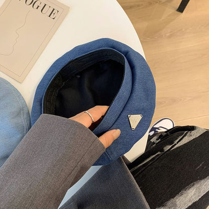 Beret Panel Plain Denim