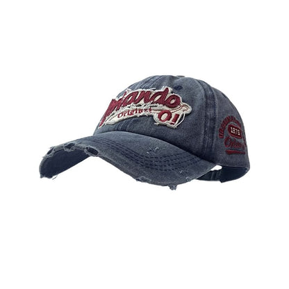 Baseball Washed Lettering Applique Cap Distressed