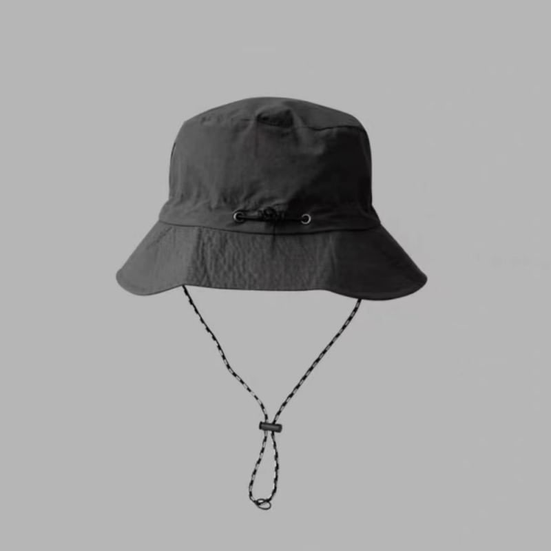 Plain Drawstring Bucket Hat