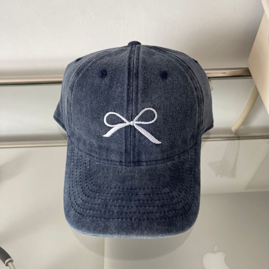 Cap Embroidered Bow Baseball Washed