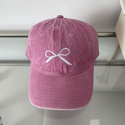 Cap Embroidered Bow Baseball Washed