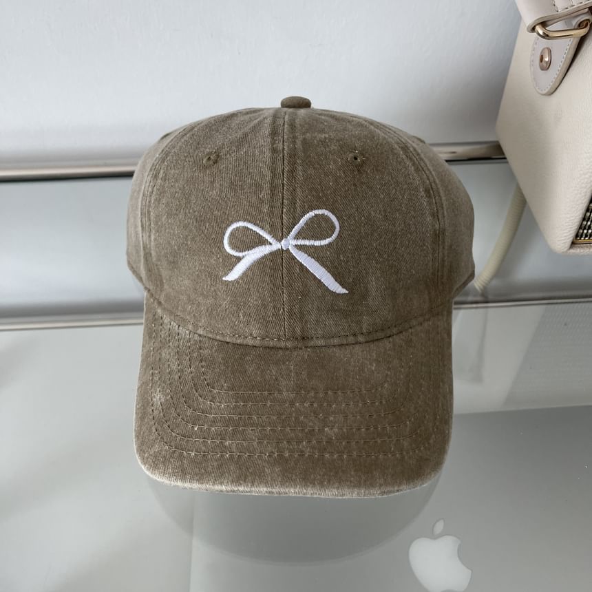 Cap Embroidered Bow Baseball Washed