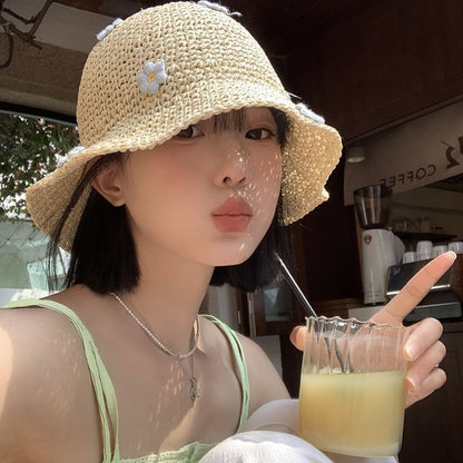 Hat Bucket Flower Straw