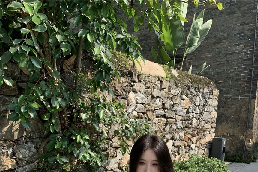 Cap-Sleeve V-Neck Plain Lace Panel Buttoned Eyelet Mini A-Line Dress / Maxi Mermaid Dress