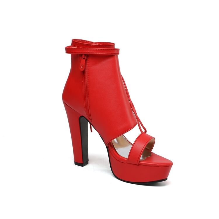 Ankle Strap Lace-Up Platform Chunky Heel Sandals