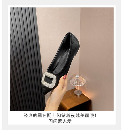 Pointed Toe Rhinestone Accent Flats