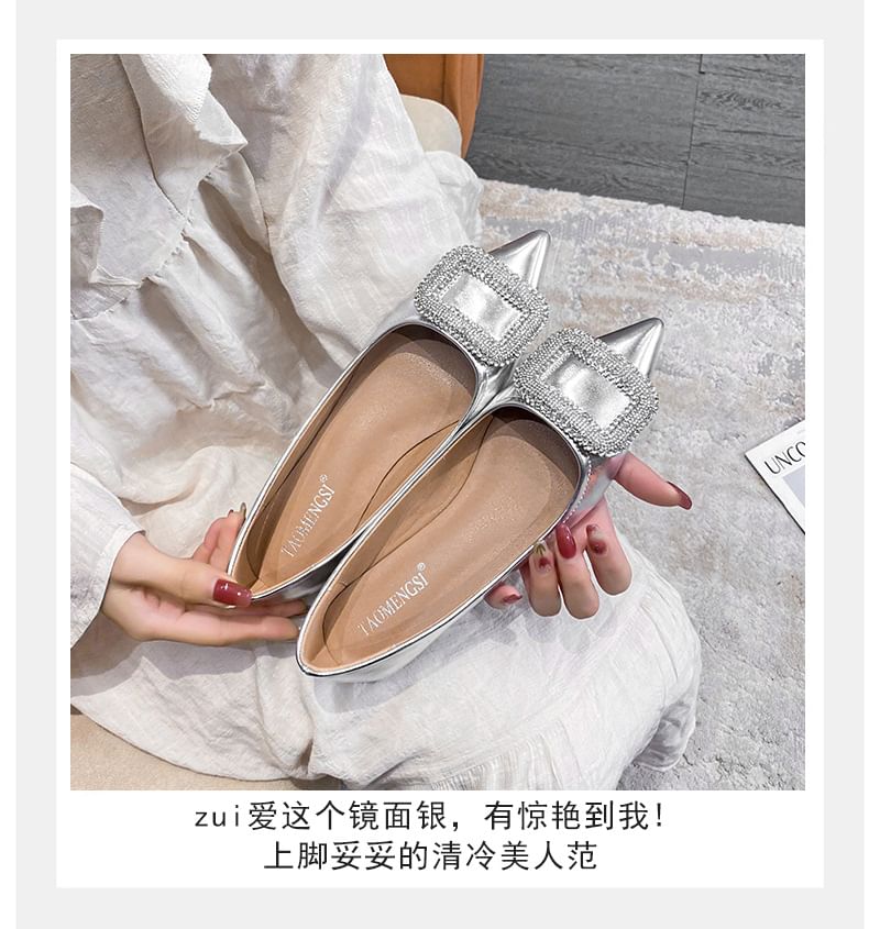 Pointed Toe Rhinestone Accent Flats