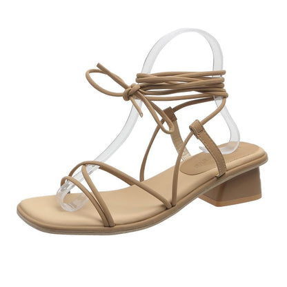 Low Heel Lace Up Sandals