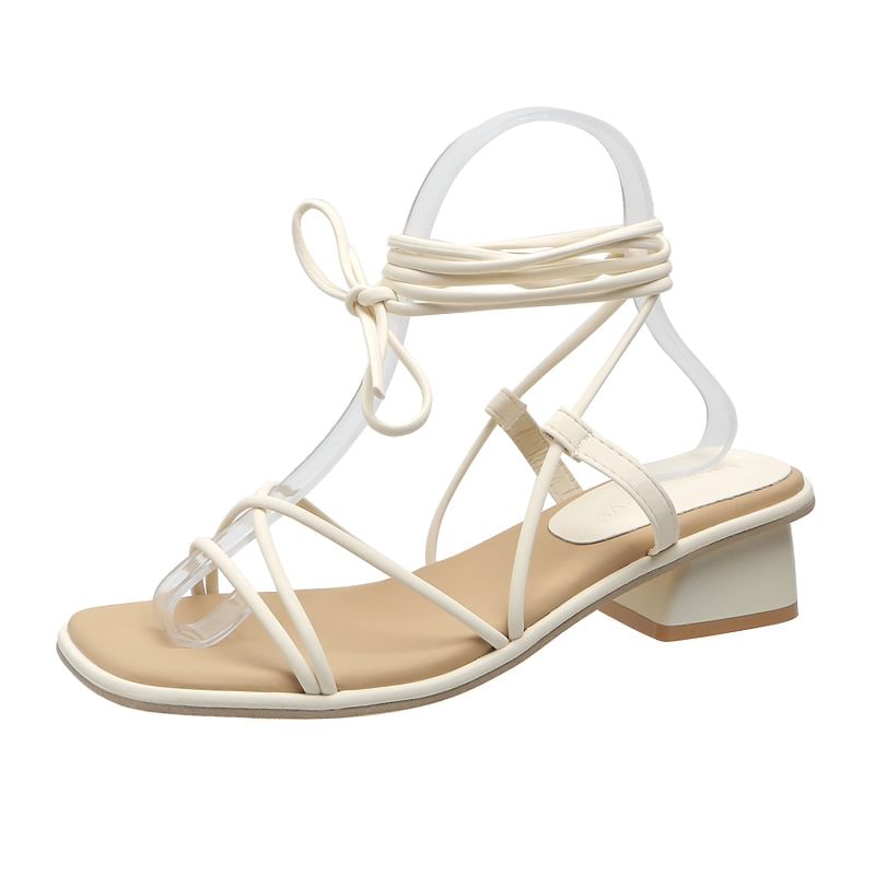 Low Heel Lace Up Sandals