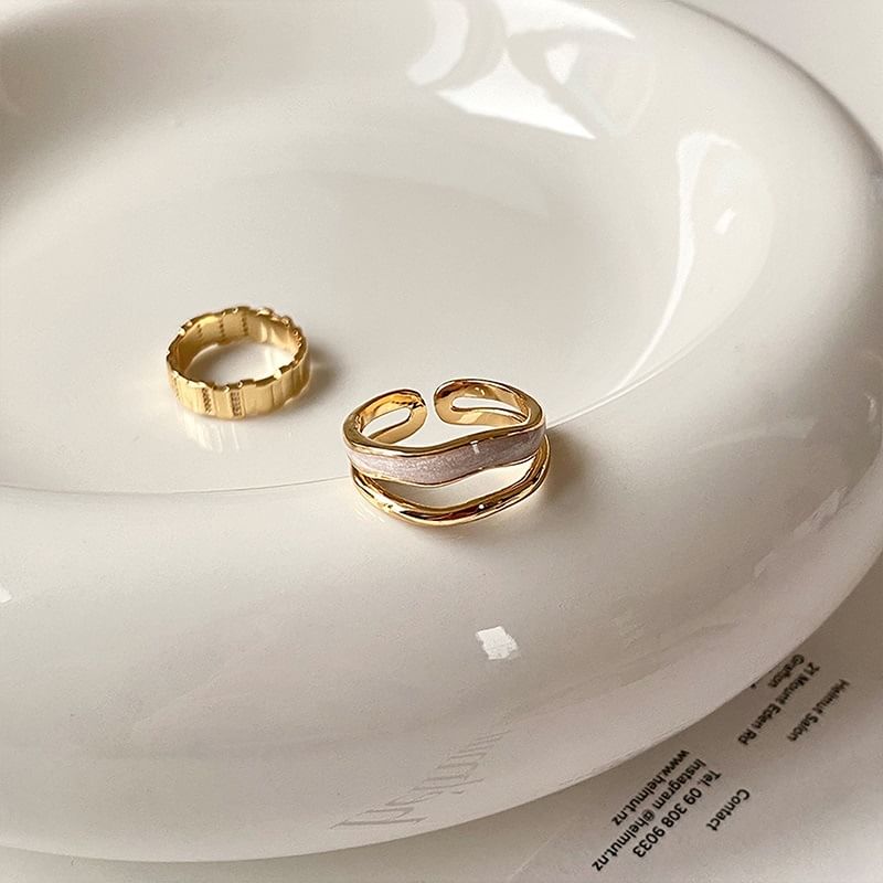 Glaze Layered Alloy Open Ring / Rhinestone Alloy Open Ring