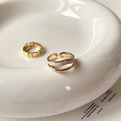 Glaze Layered Alloy Open Ring / Rhinestone Alloy Open Ring